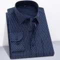 Branded Cotton Shirts for Men Long Sleeve Striped Shirt Male Shirt Business Casual Red Gray Blue Orange New Regular Fit. 