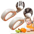 Nechibaby- 316 Stainless Steel Baby Cutlery Set For Self Feeding Baby Fork And Spoon Set With Silicone Handle Kids Silverware Spoons Forks. 