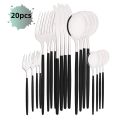 Black Gold 20Pcs Dinnerware Set Stainless Steel Dinner Knife Fruit Fork Spoon Cutlery Set Kitchen Tableware Flatware Set.