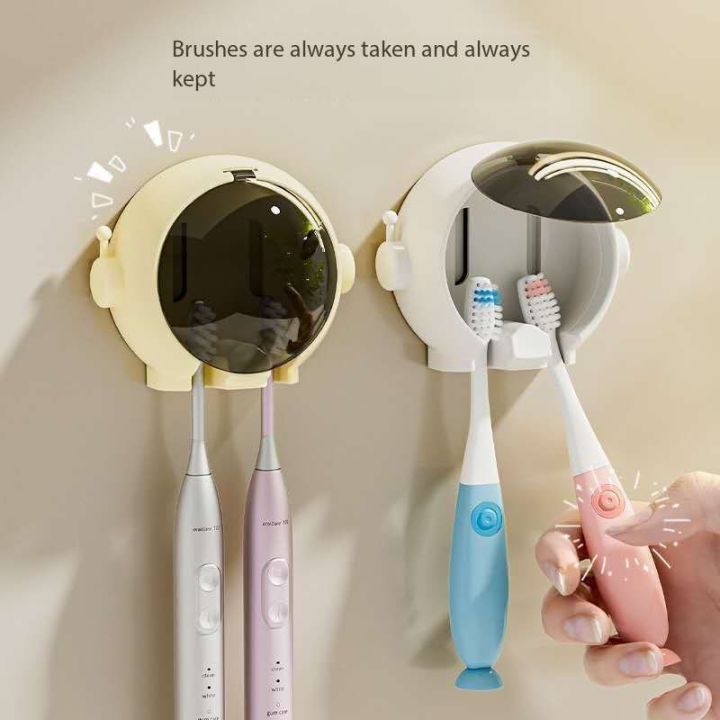 New Space Man Toothbrush Holder, No-Drill Bathroom Electric Toothbrush Storage Rack, Cartoon-Style Wall-Mounted Toothbrush Holder for the Bathroom