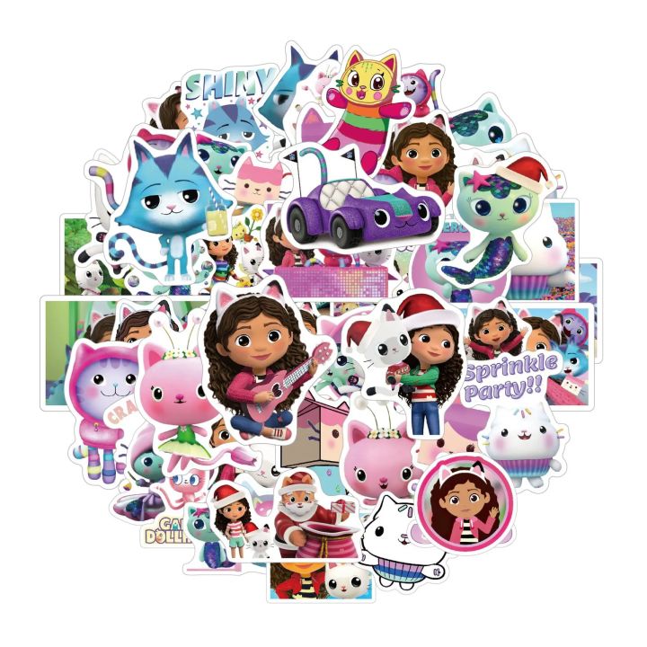 10pcs/30pcs/50pcs%20Gabby%20Dollhouse%20Cartoon%20DIY%20Party%20Decoration%20Stickers%20Birthday%20Party%20Supplies%20Kids%20Boys%20Girls%20%20-%20Image%205