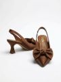 Stylish Bow heels coat shoes for women I Pointed Toe Slingback Party Wear Heels Trendy Casual & Formal Footwear. 