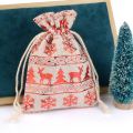 10pcs/lot Linen Christmas Cotton Bags  10x14 13x18cm Candy Gifts Jewelry Packaging Bags Drawstring Gift Bag & Pouches. 