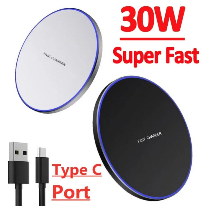 VIKEFON 30W Wireless Charger For iPhone 15 14 13 12 Pro XS XR Induction Type C Fast Charging Pad For Samsung S22 S21 S20 Xiaomi