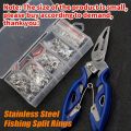 100pcs/200pcs High Strength Heavy Stainless Steel Split Ring Lure Connector with Fishing Pliers. 