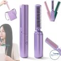"2 in 1 Wireless Hair Hot Comb - Mini Rechargeable, Cordless Hair Straightener & Curler with Ceramic Tourmaline Ionic Technology, Anti-Static Detangling, and Digital Temperature Control - Portable and Travel-Friendly Styling Tool". 