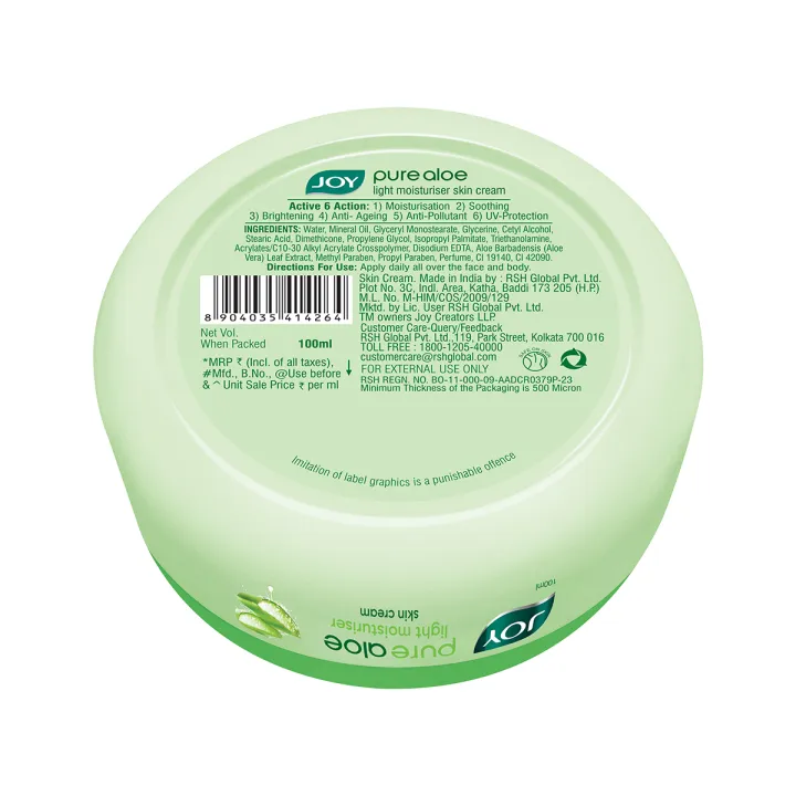 Joy Pure Aloe Light Moisturiser Cream 100ml