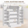 41" Kitchen Pantry Storage Cabinet, Freestanding Kitchen Cabinet with 12 Door Shelves, Double Doors, 5-Tier Shelving and Adjustable Shelves, Painted White. 