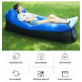 Air sofa inflatable sofa air bed inflatable sleeping bag banana mattress no need air pump easy to carry black stripe⛱⚡/Homeup. 