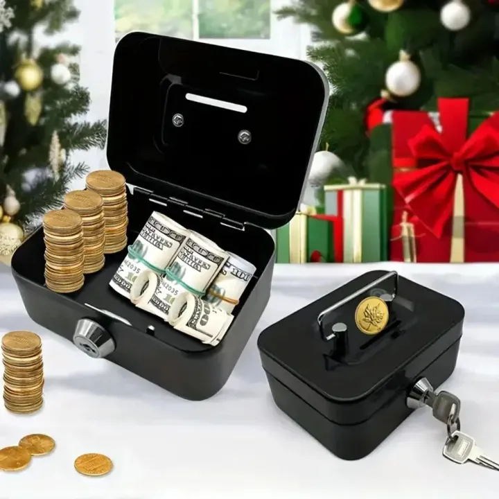 Mini Metal Cash Box Money Bank Change Security Box Portable Kids Coin Collection Gift Storage Money Tank With Lock