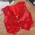 Kids Boys Girls Shining Sequins Vest Jacket Waistcoat for Hip-hop Jazz Christmas Party Stage Performance Dance Costumes Clothes. 