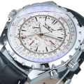 Men's Luxury Pilot Watch - Automatic Mechanical Movement, 24-Hour Display, Faux Leather Strap - Perfect for Business or Casual Wear.