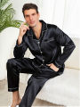 Men Pajama Sets Microfiber Sleepwear For Sleeping Man Shirt Silk Long Sleeve Pyjama Male Home Night Wear Plus Size Loungewear. 