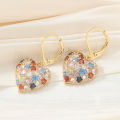 Cute Love Heart Shape Dangle Earring Bracelet Charms Colorful Zircon Earrings For Women Romantic Jewelry Lovers . 