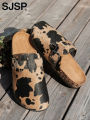 2025 New Women's Casual Autumn and Winter Outdoor Activity Shoes with Animal Prints, Leopard Print, Cow Print, New Mule Shoes, Slip-On Slippers, Outdoor Flat Beach Shoes, Trendy Fashion Animal Print Cow Print Leopard Print Cork Sole Sandals Suitable fo....