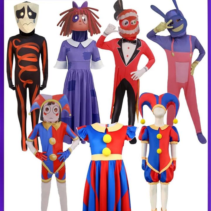 The Amazing Digital Circus Cosplay Costume Pomni Jax Plushie Bunny Caine Ragatha Doll Dress Suit Cosplay Halloween Costume Kids