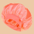 1pc Women's Solid Color Satin Wide-Brimmed Shower Cap, Suitable For Daily Use Silk Bonnet Satin Bonnet.