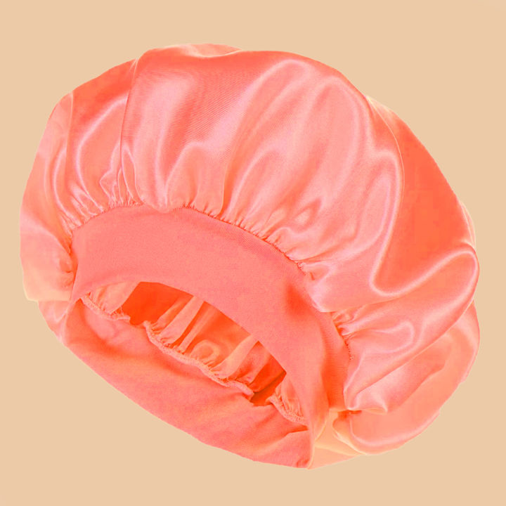1pc%20Women's%20Solid%20Color%20Satin%20Wide-Brimmed%20Shower%20Cap,%20Suitable%20For%20Daily%20Use%20Silk%20Bonnet%20Satin%20Bonnet%20-%20Image%208