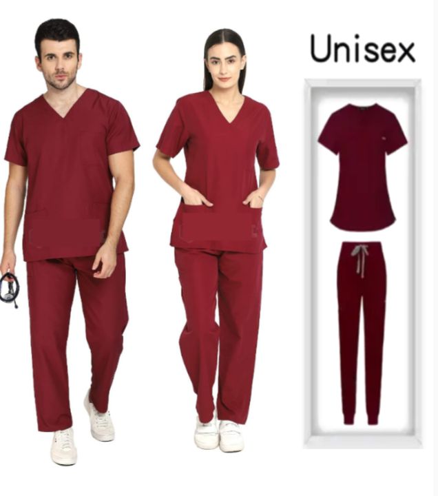 UNISEX SCRUB SUIT(MAROON) FOR MALE AND FEMALE BOTH MAROON COLOR