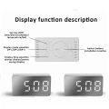 1Pc White LED Mirror Table Clock Snooze Display Time Night Light Desktop USB Alarm Clock Home Decor. 