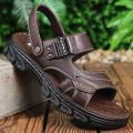 100% Soft Sole Men's Sandals - Summer Waterproof Anti-Slip Beach Shoes, Thick Cushioned Premium Slides Durable Comfortable. 