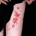 1Pc Cherry Blossom Temporary Tattoo Sticker, Long-lasting and Waterproof, Realistic Fake Tattoos for Man and Women, For Arm, Leg. 