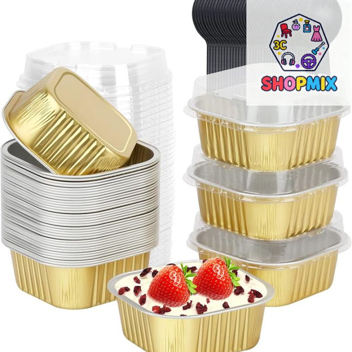 Mini Cake Cup Aluminum Foil Cupcake Wrappers Baking Cups Cases Muffin Boxes Non-Stick Pudding Dessert Cups Kitchen Tools