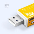 Alloy Card Reader 4 Ports USB2.0 Micro SD TF M2 MS Pro Duo MMC SDHC DV Phone Camera Memory Card Adapter with LED Indicator.