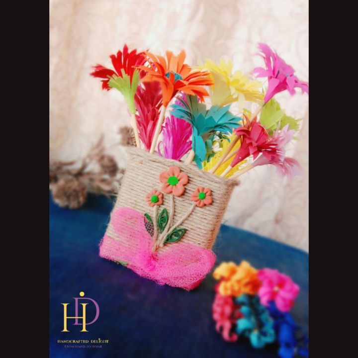 Jute Vase with Flowers