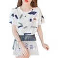 Women Summer Style Blouses Tops Lady Casual Short Sleeve O-Neck Flower Printed Blusas Tops SP1512. 