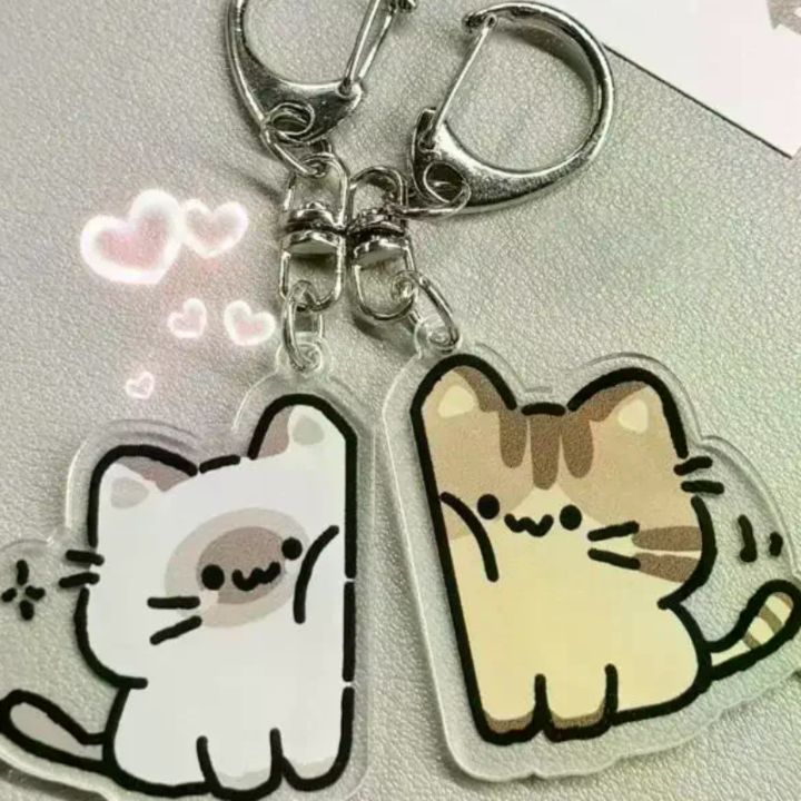 1pair Cute Cat Keychain Pendant, Matching Couple Backpack Keychain