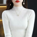 Solid Half Turtleneck Knit Sweater Women Autumn Winter Korean Long Sleeve Pullovers Fashion All Match Thick Warm Slim Jumper New. 