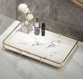 Vanity Organizer Tray with Polished metal  Gold marble cover. 