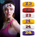 Cotton Athletic Headband Number 24 Elastic Sweatband Protection Basketball Tennis Sport Adult Kids Gym Fitness Sweat Hair Band. 