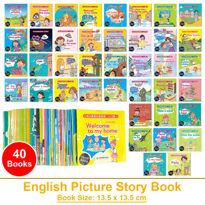 Kids 40 Pocket Books Set English Words Learning Book Bedtime Reading ...