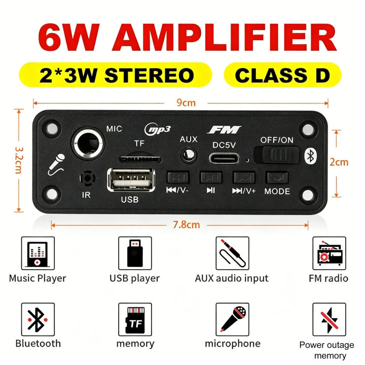 KEBIDUMEI%20DC%205V%20Bluetooth%205.0%20MP3%20Decoder%20Board%206W%20Amplifier%20MP3%20Player%20Support%20Call%20Recording%203.5mm%20USB%20TF%20FM%20for%20Car%20Speaker%20-%20Image%202