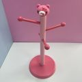 Cute Pink Bear Wooden Jewelry Stand for Desk & Vanity.