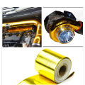 5m Self Adhesive Heat Shield Wrap Automotive Exhaust Tube Insulation Tape Golden Heat Barrier Self Adhesive Engine Gold. 