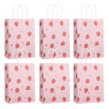 6/12pcs Pink Strawberry Pattern Tote Bag Girls Party Paper Gift Packaging Bag Strawberry Birthday Party Supplies Kids Favors Bag. 