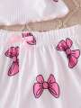 Summer collection of fashionable home clothes for girls, elegant and sweet bow camisole vest shorts for outdoor leisure..