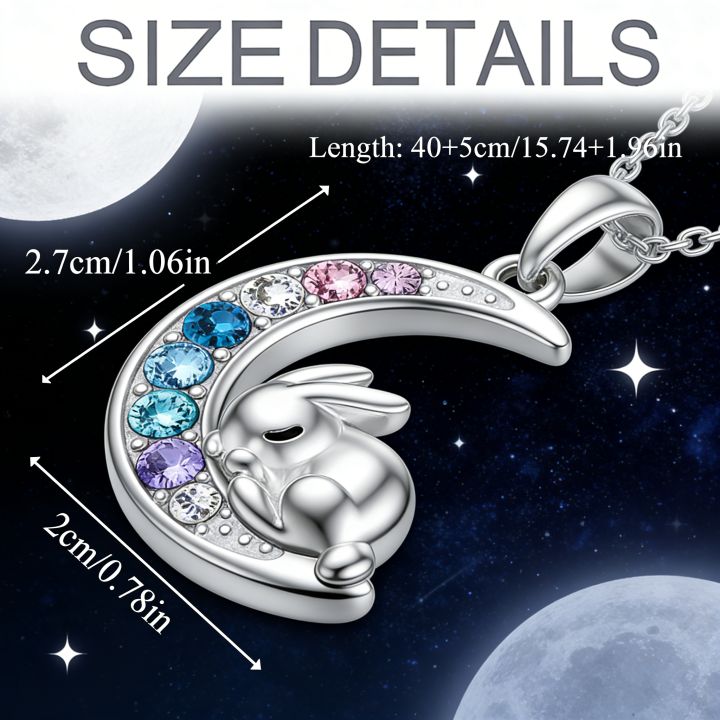 Zinc%20Alloy%20Sleeping%20Bunny%20Moon%20Necklace%20Gradient%20Colorful%20Faux%20Crystal%20Cute%20%20for%20Women%20Girls%20-%20Image%203