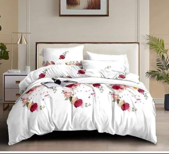 King Size White Bedsheet With 2 Pillowcovers