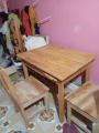 Optimize Your Work and Dining Area with the 'Study Table, Shop Table, Tea Stall, Laptop Table with Two Chairs Mahogany Wooden. 