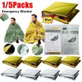 1/5Packs Outdoor Life-Saving Blanket  Aluminum Foil Solar Emergency Blanket Thermal Insulation Blanket For Outdoors Hiking Tool. 