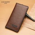 COCOEPPS Men's long ultra-thin wallet Soft and durable leather fabric multifunctional card bag Simple and classic business and leisure style. 