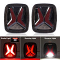 Car Rear LED Tail Lights For Jeep Wrangler CJ TJ YJ 1998-2006 Universal "X"Shape Design Smoked 12v Drl Modified Brake Tail lamp. 