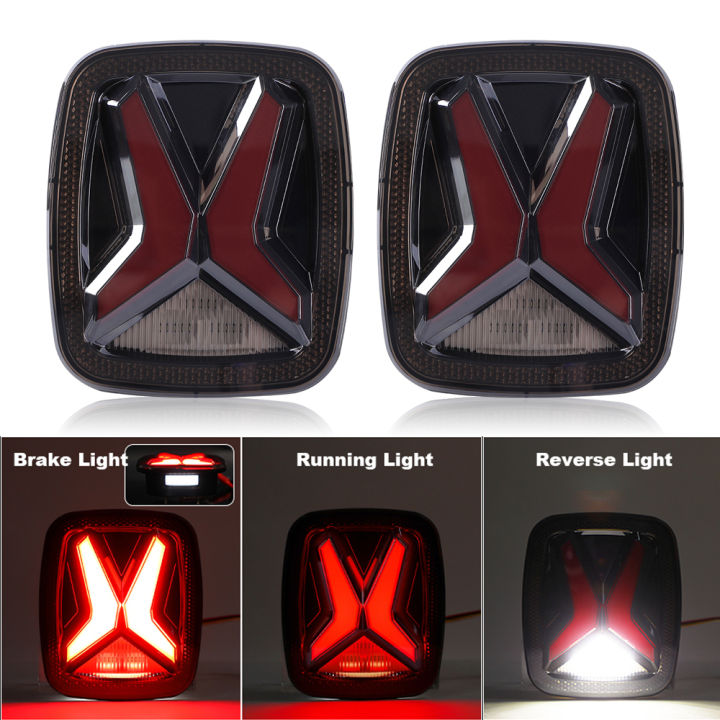 Car%20Rear%20LED%20Tail%20Lights%20For%20Jeep%20Wrangler%20CJ%20TJ%20YJ%201998-2006%20Universal%20"X"Shape%20Design%20Smoked%2012v%20Drl%20Modified%20Brake%20Tail%20lamp%20-%20Image%207