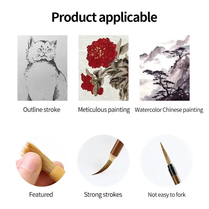6/9/12/16Pcs%20Chinese%20Calligraphy%20Brushes%20Set%20with%20Roll-up%20Bamboo%20Brush%20Holder%20Sumi%20Painting%20Writing%20Kanji%20Art%20Watercolor%20Brush%20-%20Image%204