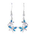 Dragonfly Opal Earrings,Blue Opal & White K Plated Animal Earrings for Women,Minimalist Nature Jewelry,Hypoallergenic. 