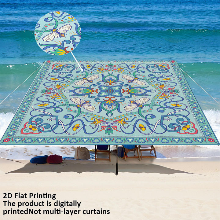 1%20Pc%20Turquoise%20Bohemian%20Butterfly%20&%20Floral%20Tile%20Print%20Outdoor%20Canopy%20Portable%20UV%20Protection%20Sun%20Shade%20for%20Beach%20Garden%20Camping%20-%20Image%203